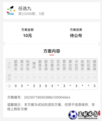 足彩胜负彩23088期方案推荐，以小博大不来试试？